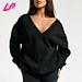 deep v neck sweatshirts